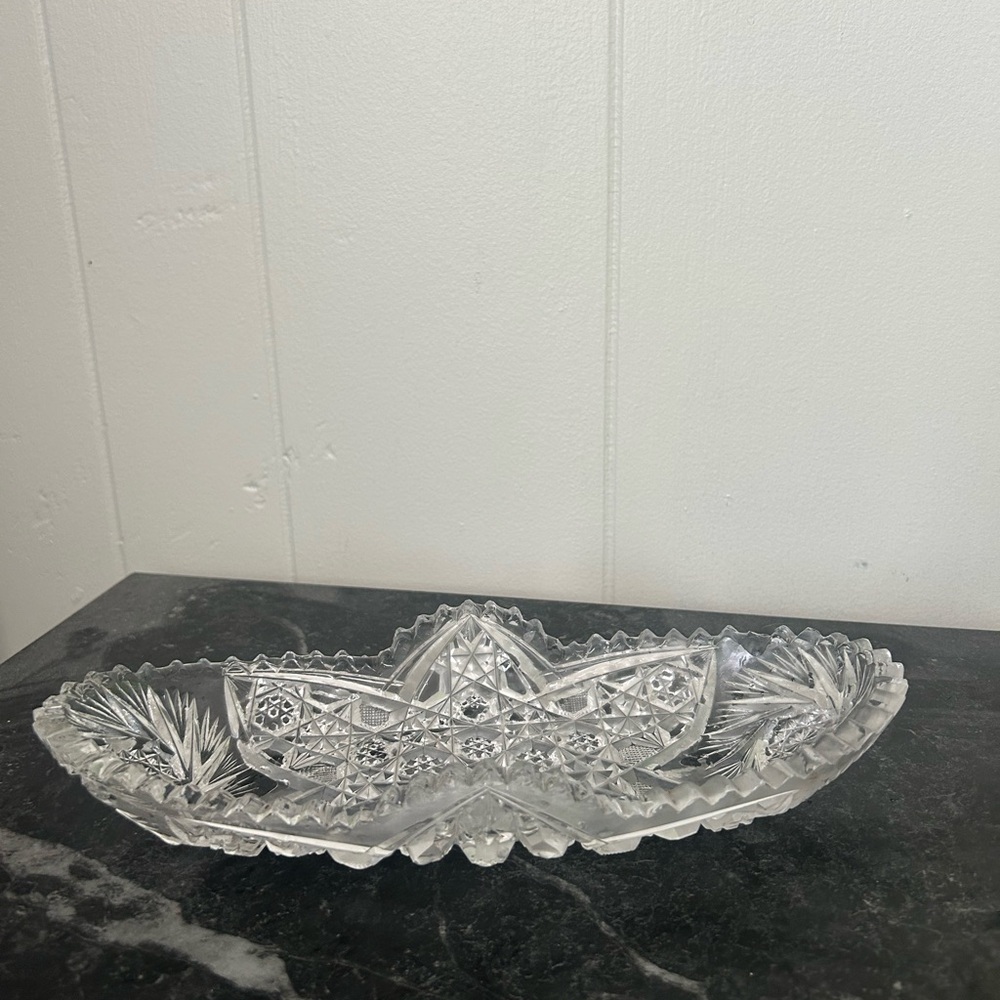 American Brilliant Period Crystal glass relish dish